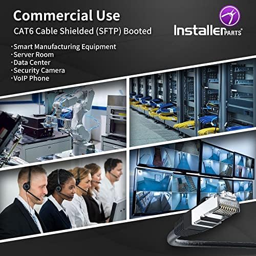 InstallerParts (10 Csomag Ethernet-Kábel CAT6 Kábel Árnyékolt (SSTP/SFTP) Elindult 1 FT - Fekete - Professional Series -
