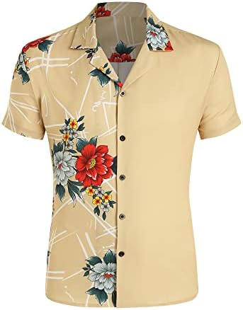 ZAFUL Férfi Alkalmi Gomb-Le Ing Hawaii Virágos Nyomtatott Pólók Holiday Beach Pólók Felsők 2023
