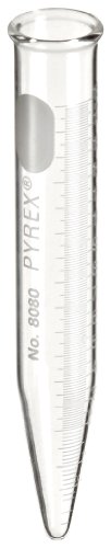 Corning Pyrex 8101-15 Üveg Kúpos, Henger alakú 15mL Centrifuga Cső Fekete Osztások, valamint Gyöngyös Felni (Csomag 12)