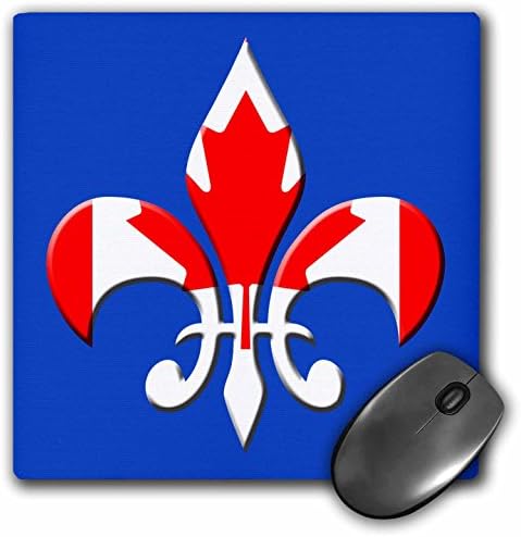 3dRose LLC 8 x 8 x 0,25 Hüvelyk Egér Pad, Nagy Fleur De Lis a Kék Háttér a Kanadai Zászló Overlay (mp_33674_1)