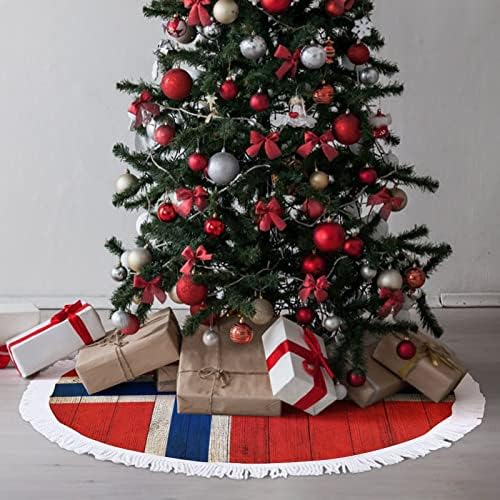 Norvég Zászlót Grunge, Fából készült karácsonyfa Szoknya, Piros Kör karácsonyfa Szoknya Rojtos Széle Beltéri Kültéri Udvaron