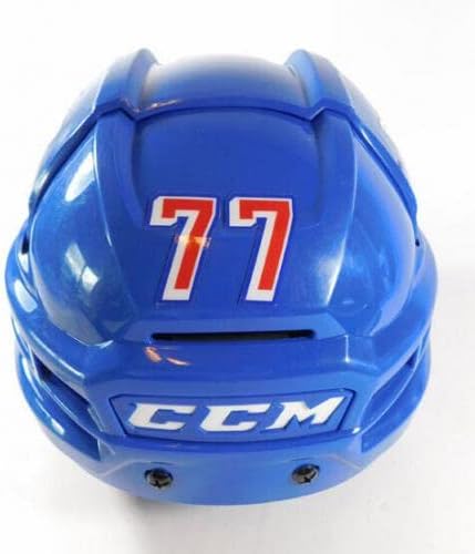2021-22 Frank Vatrano 77 New York Rangers Játék-CCM, Kék Sisak COA - Játék Használt NHL Sisak