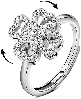 925 Sterling Ezüst Gyűrű a Nők, Állítható Fidget Gyűrűk, Szorongás, Tárcsa, Forgatható Stressz oldó Gyűrű Születésnap Valentin