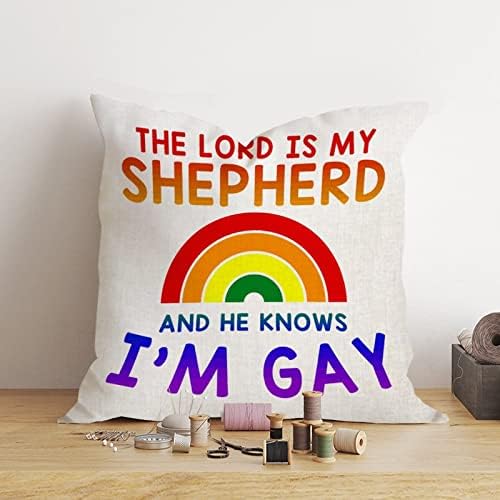 Pansexual Transznemű LGBTQ Meleg Szivárvány Párnát Fedezi Az Úr az Én Pásztorom, nem Tudja, hogy Meleg vagyok párnahuzat