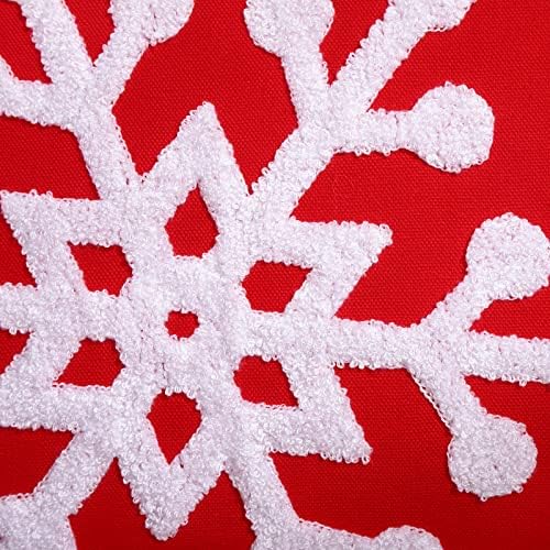 Tosleo Karácsonyi Párnát Öleli 18x18 Hüvelyk 2 Hópehely Embroideried Karácsonyi Dekoráció Párna, Takaró az Ágy, Párna Autó(Piros)