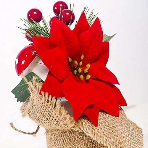 Amosfun Hamis Karácsonyi Toboz Cserepes Növény Dekoráció Kreatív Karácsonyi Asztal Dísze (Piros Gomba)