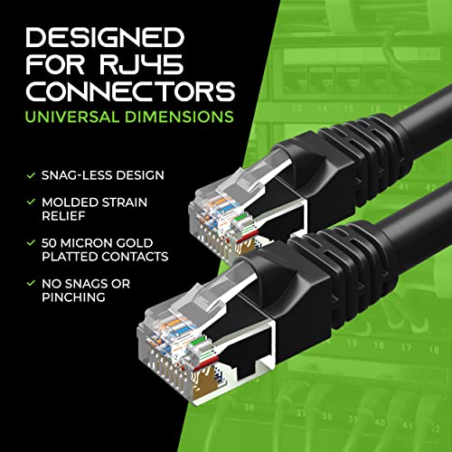 GearIT 50-Pack, Cat 6 Ethernet-Kábel Cat6 Snagless Patch 3 Láb - Snagless RJ45 Számítógép LAN Hálózati Kábel, Fekete - Kompatibilis