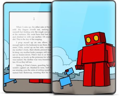 GELASKINS KPW-0411 Kindle Paperwhite Bőr Matrica, Piros Robot Elhagyja A Várost