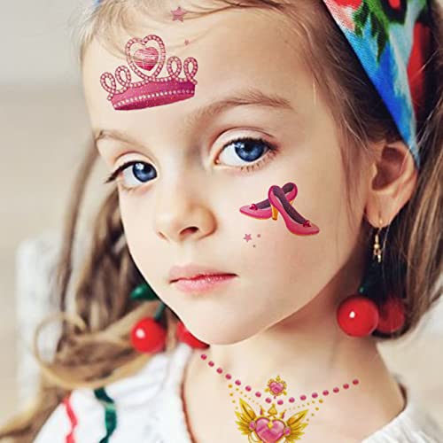 CHARLENT Csillogó Ideiglenes Tetoválás Lányoknak - 14 Lap Csillogó Hercegnő Tetoválás Lányoknak Szülinapi Party kellék csomagod
