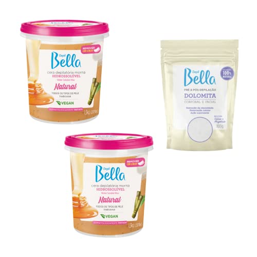 Depil Bella Csomag 2 Teljes Test Cukor Természetes Viasz szőrtelenítés, 1 Dolomit Por, - ban természetes, vegán, minden